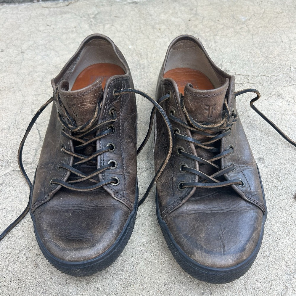 Vintage Frye Low Lace Up Brown Leather Sneakers Sz 10 Mens